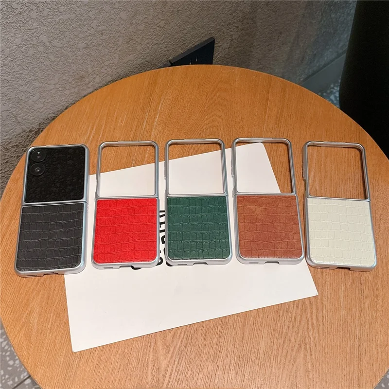 Beskyttende telefonbeskyttelse til Xiaomi Mix Flip 2 med krokodillestruktur i PU-læder + PC - Grøn