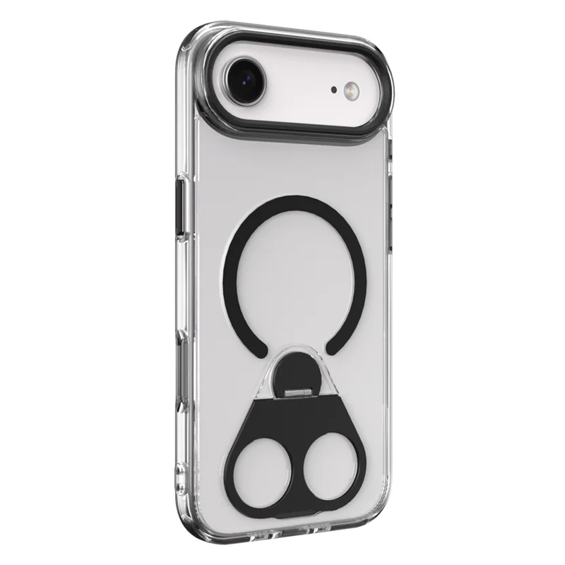 For iPhone Air Phone Case Compatible with MagSafe TPU Acrylic Back Cover with Ring Kickstand - Black