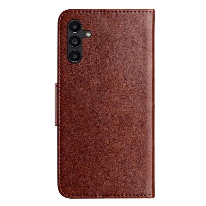 For Samsung Galaxy A17 4G / 5G Leather Wallet Case Butterfly Flower Imprinted Phone Cover with Strap - Brown