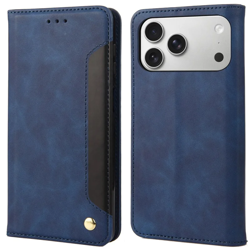 Voor iPhone 17 Pro Max hoesje van PU-leer Stootbestendige beschermhoes Portemonnee telefoonhoes - Blauw
