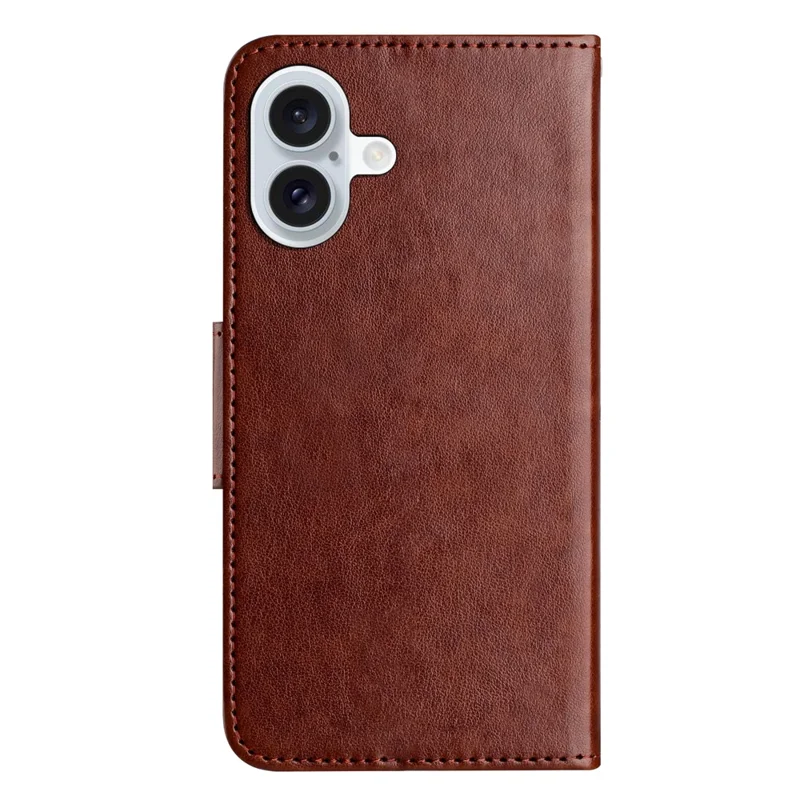 For iPhone 17 Case Imprinted Mini Butterfly Leather Wallet Phone Cover - Brown