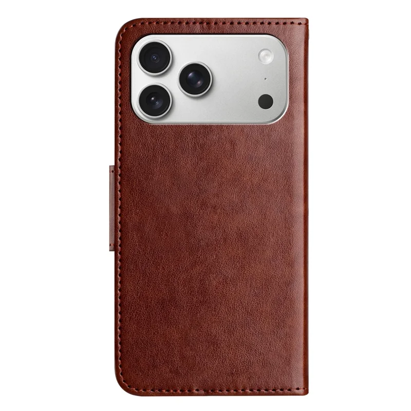 For iPhone 17 Pro Case Imprinted Mini Butterfly Leather Wallet Phone Cover - Brown