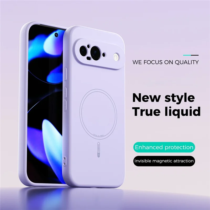 ABEEL For Google Pixel 9 Pro Magnetic Case Skin Touch Liquid Silicone Phone Back Cover - Purple