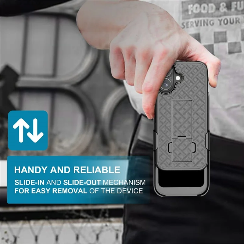 For iPhone 17 Case PC + TPU Sliding Screen Cover Kickstand Phone Shell with Clip