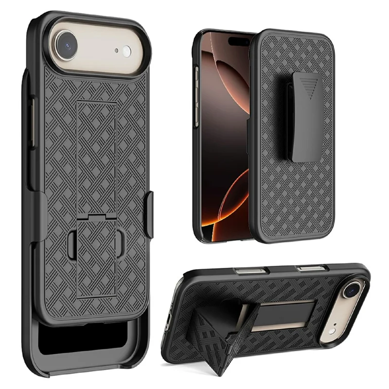 For iPhone Air Case PC + TPU Sliding Screen Cover Kickstand Phone Shell with Clip