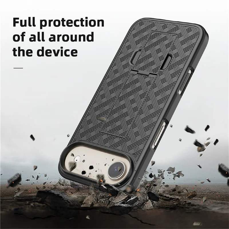 For iPhone Air Case PC + TPU Sliding Screen Cover Kickstand Phone Shell with Clip