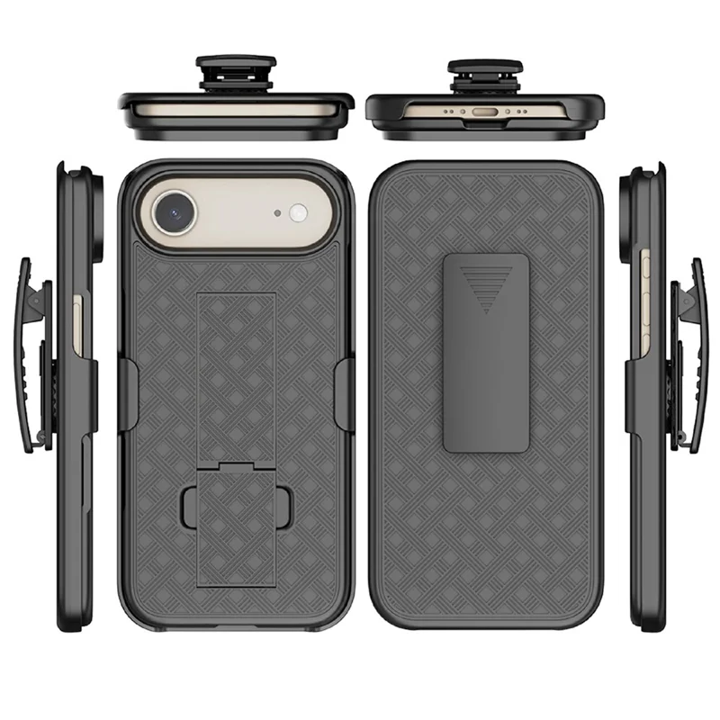 For iPhone Air Case PC + TPU Sliding Screen Cover Kickstand Phone Shell with Clip