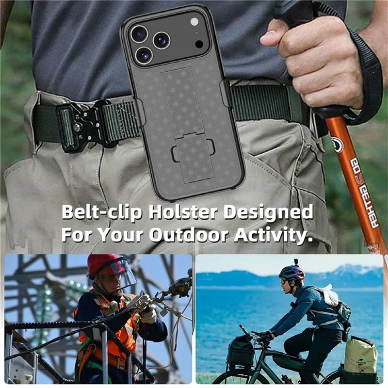 For iPhone 17 Pro Case PC + TPU Sliding Screen Cover Kickstand Phone Shell with Clip