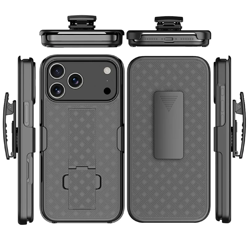 For iPhone 17 Pro Case PC + TPU Sliding Screen Cover Kickstand Phone Shell with Clip