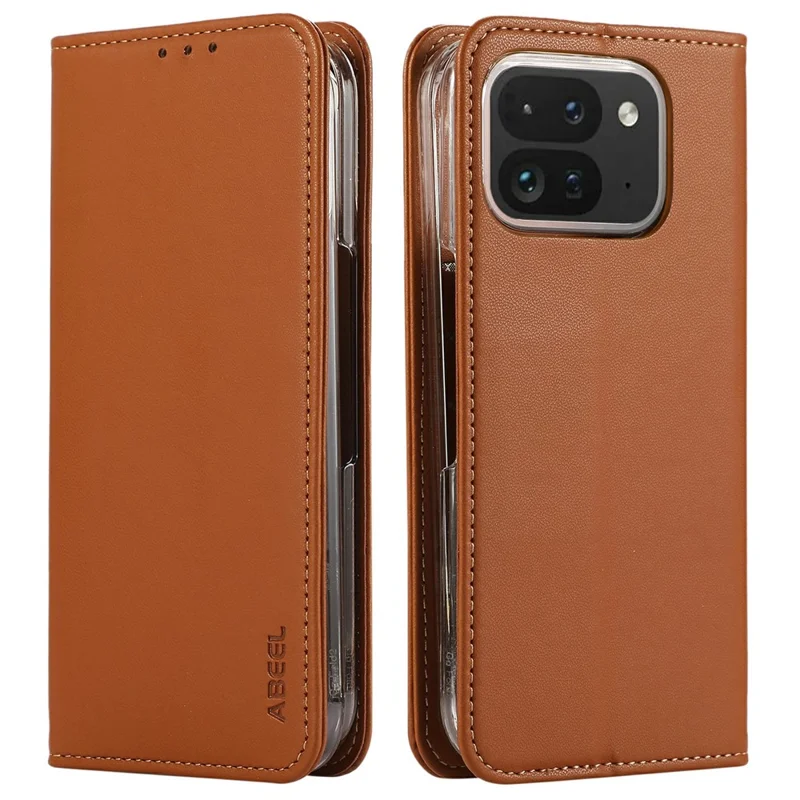 ABEEL For Google Pixel 10 Pro Fold Phone Case RFID Blocking Leather Flip Cover - Brown