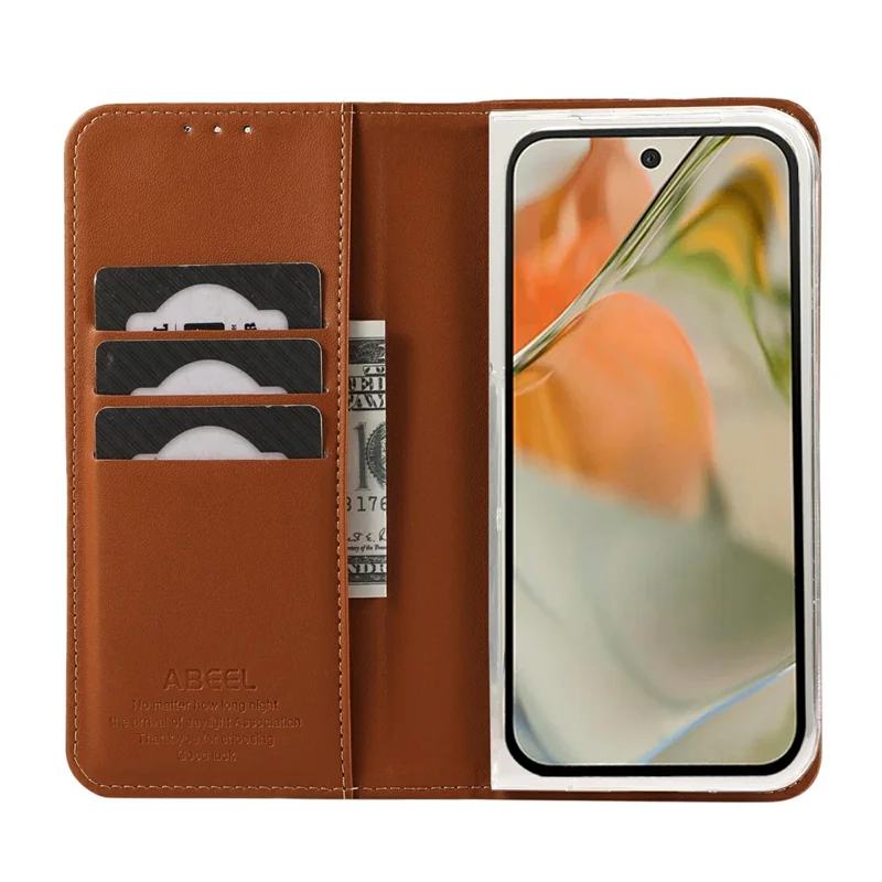 ABEEL For Google Pixel 10 Pro Fold Phone Case RFID Blocking Leather Flip Cover - Brown
