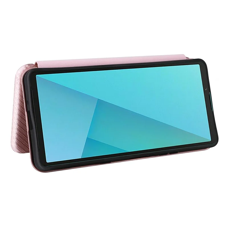 For Sony Xperia 10 VII Case Carbon Fiber Texture Drop-Proof PU Leather Phone Cover - Rose Gold
