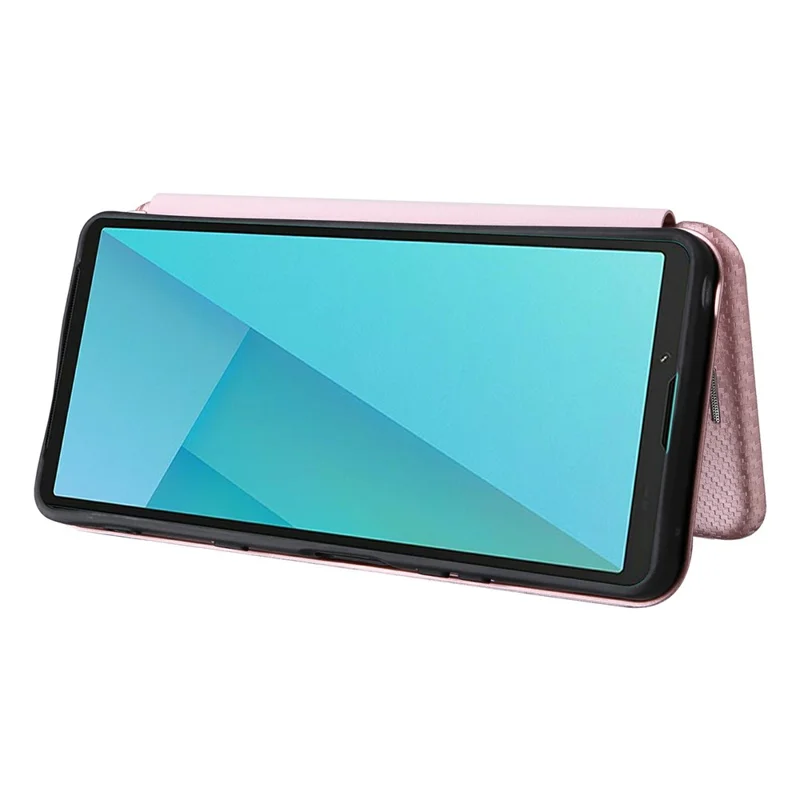 For Sony Xperia 10 VII Case Carbon Fiber Texture Drop-Proof PU Leather Phone Cover - Rose Gold