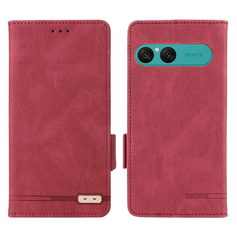 For Sony Xperia 10 VII Case Leather Wallet Flip Phone Cover with Hardware Decor - Rose