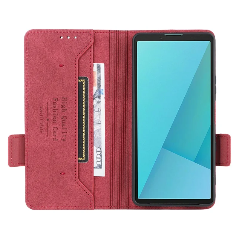 For Sony Xperia 10 VII Case Leather Wallet Flip Phone Cover with Hardware Decor - Rose