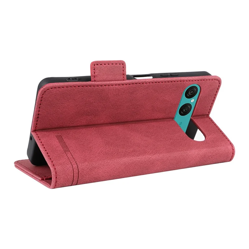 For Sony Xperia 10 VII Case Leather Wallet Flip Phone Cover with Hardware Decor - Rose