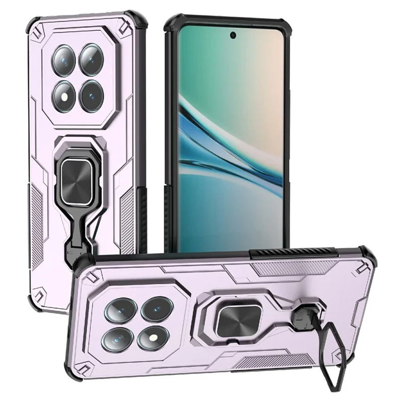 For Xiaomi Redmi Note 15 5G (Global) Case Rotatable Ring Kickstand PC + TPU Shockproof Phone Cover - Purple