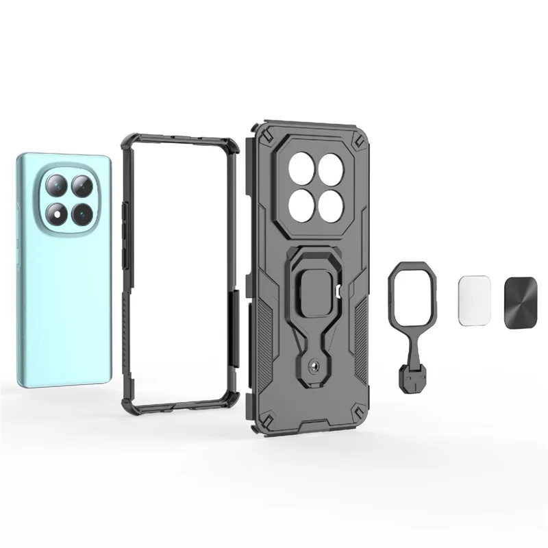 For Xiaomi Redmi Note 15 5G (Global) Case Rotatable Ring Kickstand PC + TPU Shockproof Phone Cover - Purple