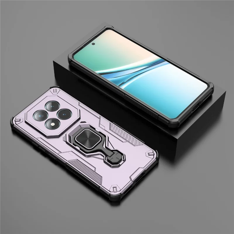 For Xiaomi Redmi Note 15 5G (Global) Case Rotatable Ring Kickstand PC + TPU Shockproof Phone Cover - Purple