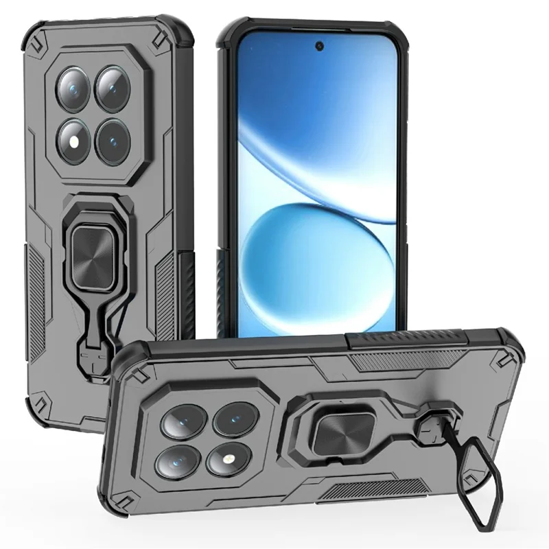 Voor Xiaomi Redmi Note 15 Pro+ 5G hoesje draaibare ringstandaard PC + TPU stootvaste telefoonhoes - Zwart