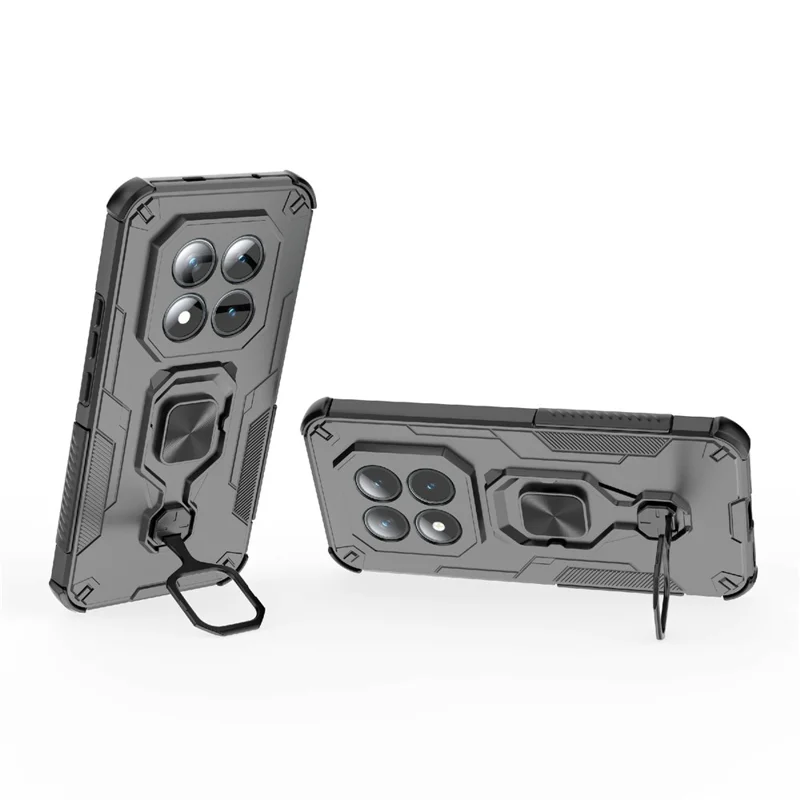 Voor Xiaomi Redmi Note 15 Pro+ 5G hoesje draaibare ringstandaard PC + TPU stootvaste telefoonhoes - Zwart