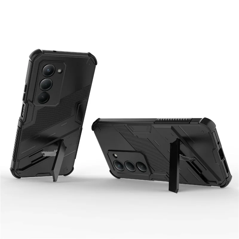 For Xiaomi Redmi 15 4G (EU) (171mm) Case PC + TPU Shockproof Phone Cover with Kickstand - Black