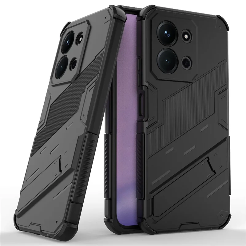 For Xiaomi Redmi 15C 4G (Global) (171mm) / Poco C85 4G (171mm) Case PC + TPU Shockproof Phone Cover with Kickstand - Black