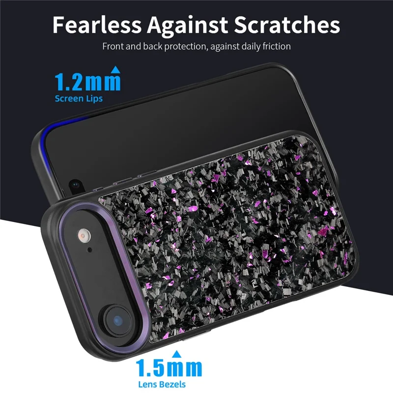 For iPhone Air Case Forged Texture Aramid Fiber + TPU Phone Cover with Black Lens Frame - Black