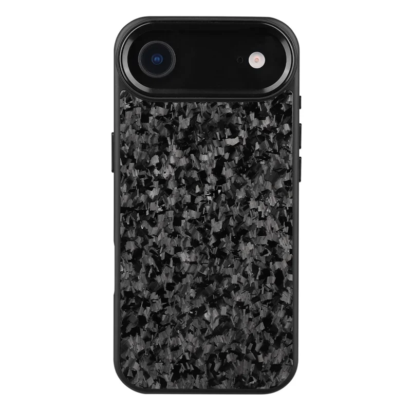 For iPhone Air Case Forged Texture Aramid Fiber + TPU Phone Cover with Black Lens Frame - Black