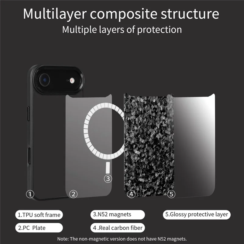 For iPhone Air Case Forged Texture Aramid Fiber + TPU Phone Cover with Black Lens Frame - Black
