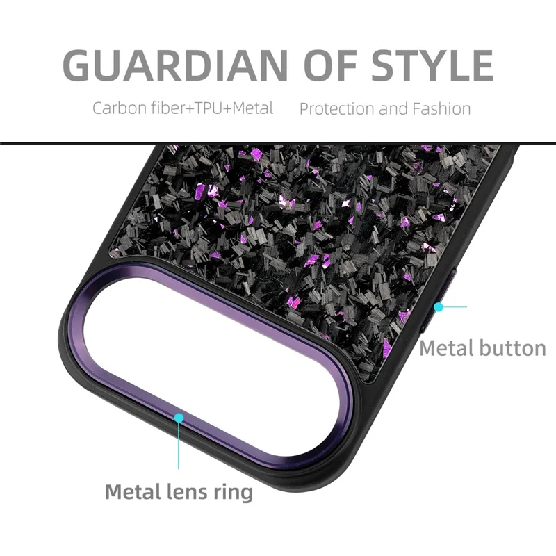 For iPhone Air Case Forged Texture Aramid Fiber + TPU Phone Cover with Black Lens Frame - Black