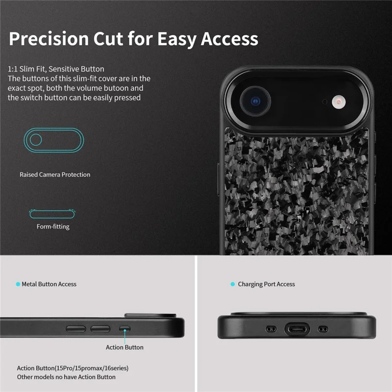 For iPhone Air Case Forged Texture Aramid Fiber + TPU Phone Cover with Black Lens Frame - Black