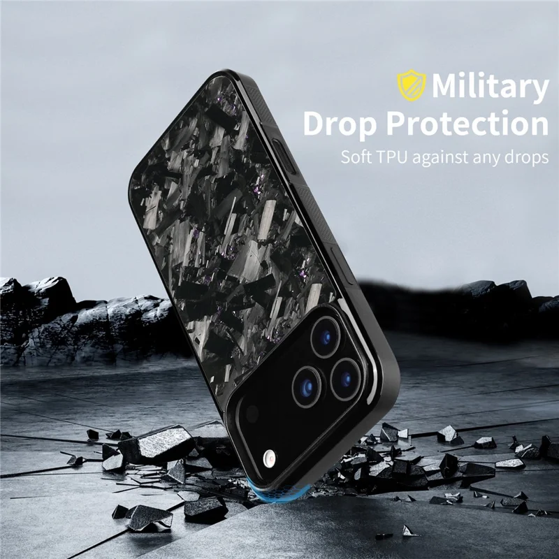 For iPhone 17 Pro Magnetic Case Large Texture Aramid Fiber + TPU Phone Cover - Black