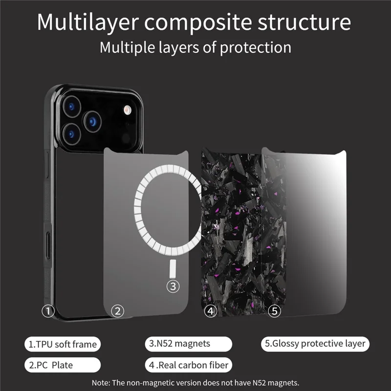 For iPhone 17 Pro Magnetic Case Large Texture Aramid Fiber + TPU Phone Cover - Black