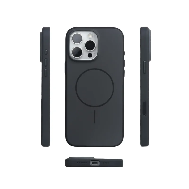 For iPhone 17 Pro Max Case Compatible with MagSafe Matte Skin Feel TPU + PC Phone Cover - Black