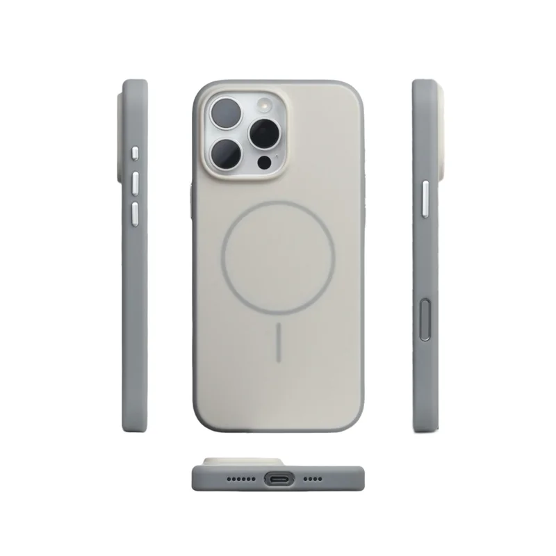 For iPhone 17 Pro Case Compatible with MagSafe Matte Skin Feel TPU + PC Phone Cover - White