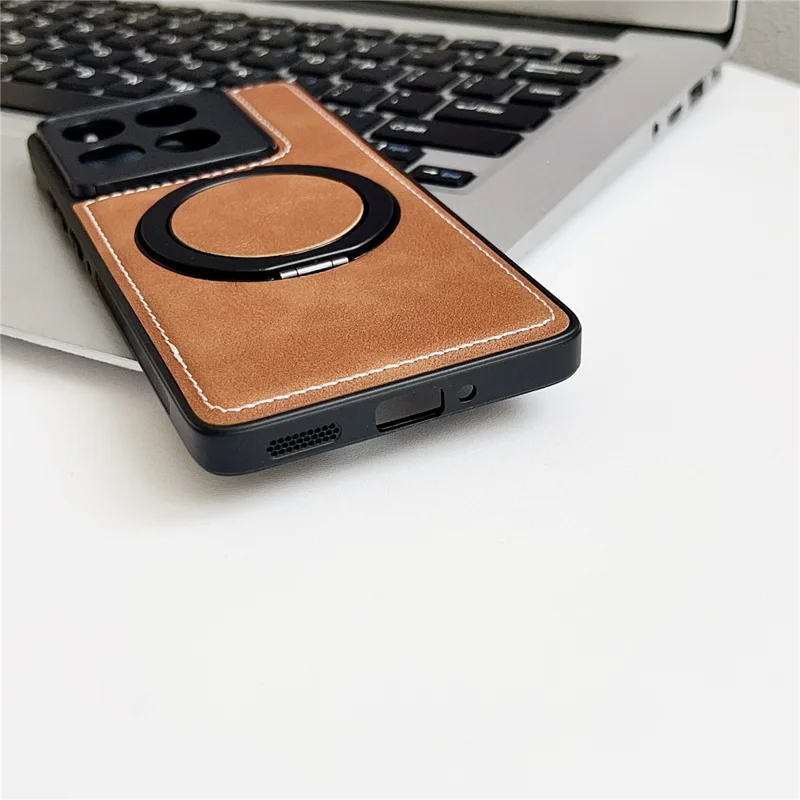 For Motorola Edge 60 Pro 5G Magnetic Case Calf Texture PU + TPU + PC Kickstand Phone Cover - Blue