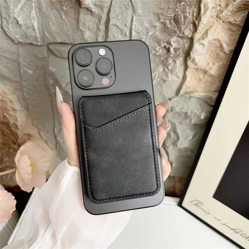 For iPhone 16 Pro Case Detachable Card Holder Kickstand Leather Back Phone Cover Compatible with MagSafe - Wine Red