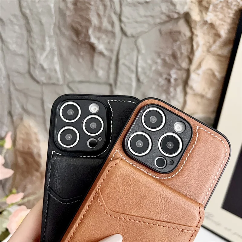 For iPhone 16 Pro Case Detachable Card Holder Kickstand Leather Back Phone Cover Compatible with MagSafe - Wine Red