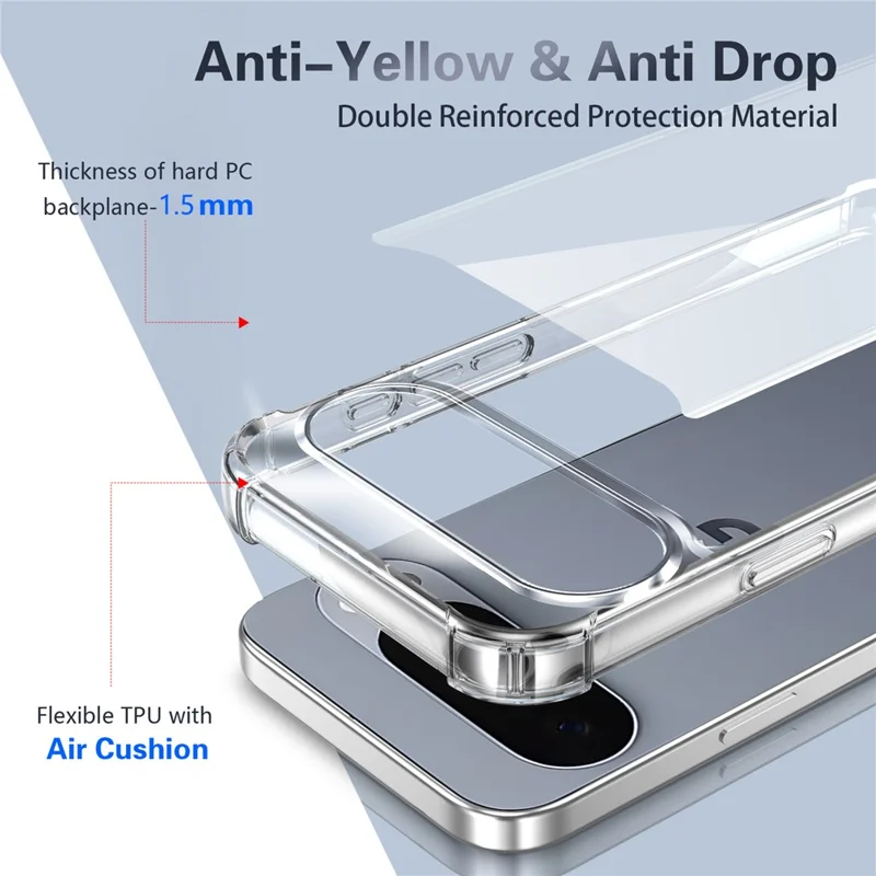 For Google Pixel 10 Pro XL Case Reinforced Corner 1.5mm PC + TPU Ultra Clear Phone Cover