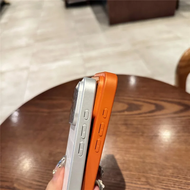 For iPhone 17 Pro Case Large Window Crocodile Texture Leather + TPU Phone Cover with PC Lens Film - Orange