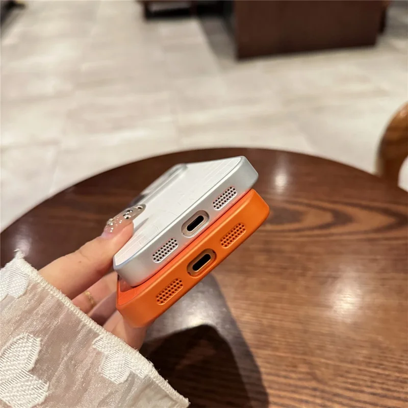 For iPhone 17 Pro Max Case Large Window Crocodile Texture Leather + TPU Phone Cover with PC Lens Film - Orange