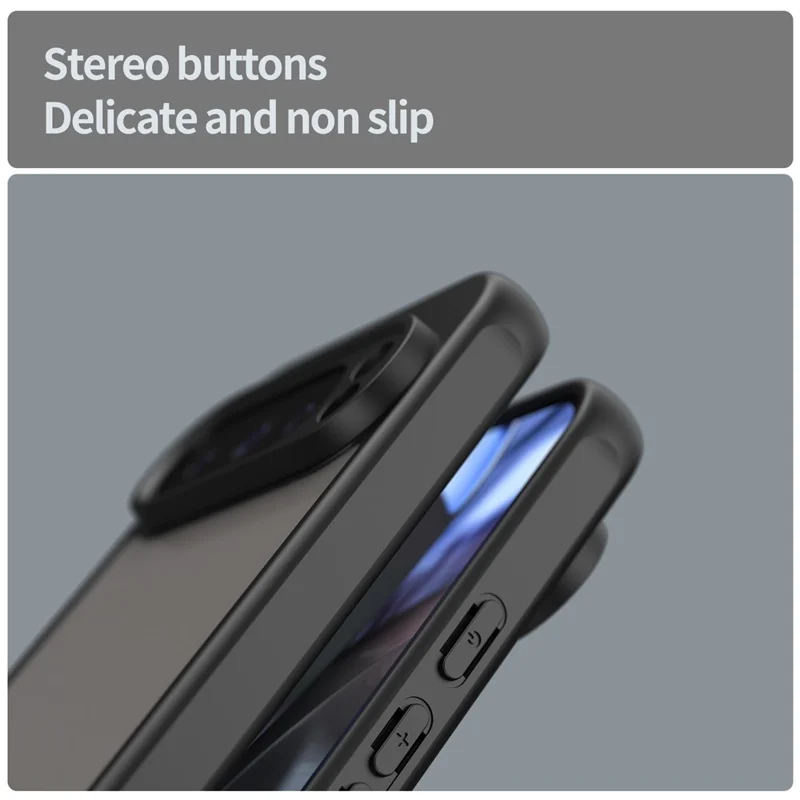 For Google Pixel 9 Pro Case Drop Proof Airbags Frosted Translucent PC + TPU Phone Back Cover - Black