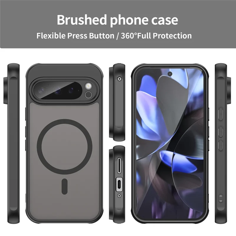 Bulk Purchasing For Google Pixel 9 Pro Magnetic Case Anti Drop PC + TPU Phone Cover - Black