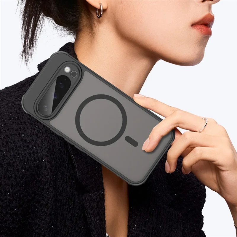 Bulk Purchasing For Google Pixel 9 Pro Magnetic Case Anti Drop PC + TPU Phone Cover - Black