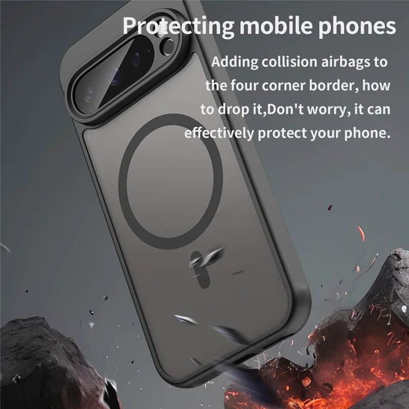 Bulk Purchasing For Google Pixel 9 Pro Magnetic Case Anti Drop PC + TPU Phone Cover - Black