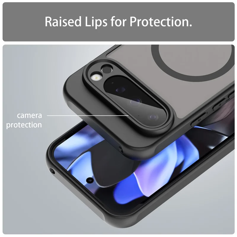 Bulk Purchasing For Google Pixel 9 Pro Magnetic Case Anti Drop PC + TPU Phone Cover - Black