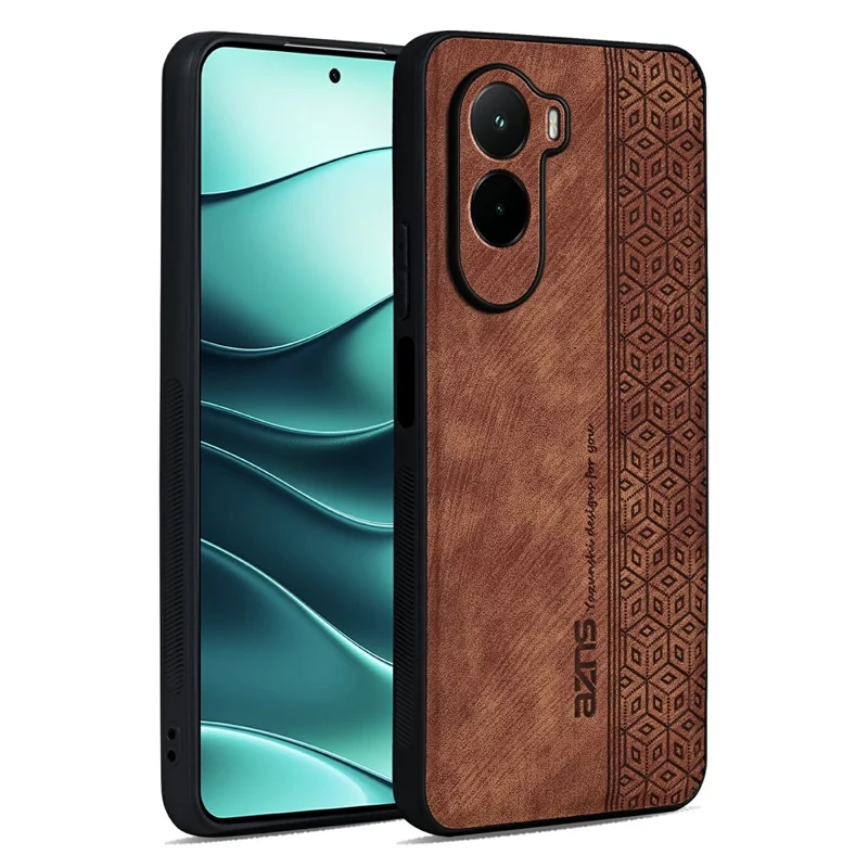 AZNS For Xiaomi Poco M7 4G (169mm) Case Protective PU Leather Covered TPU Phone Shell - Brown