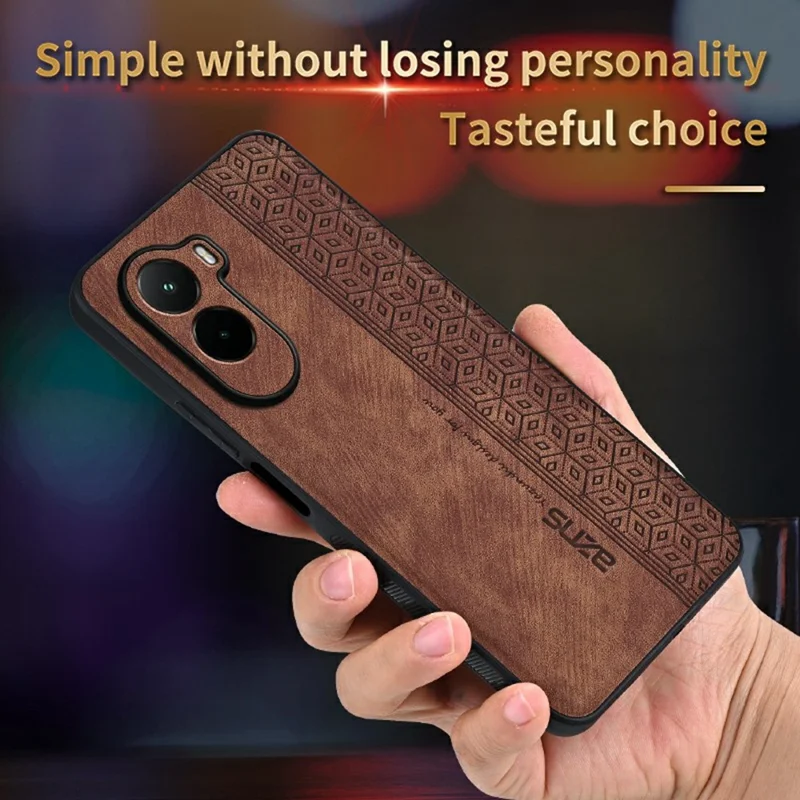 AZNS For Xiaomi Poco M7 4G (169mm) Case Protective PU Leather Covered TPU Phone Shell - Brown