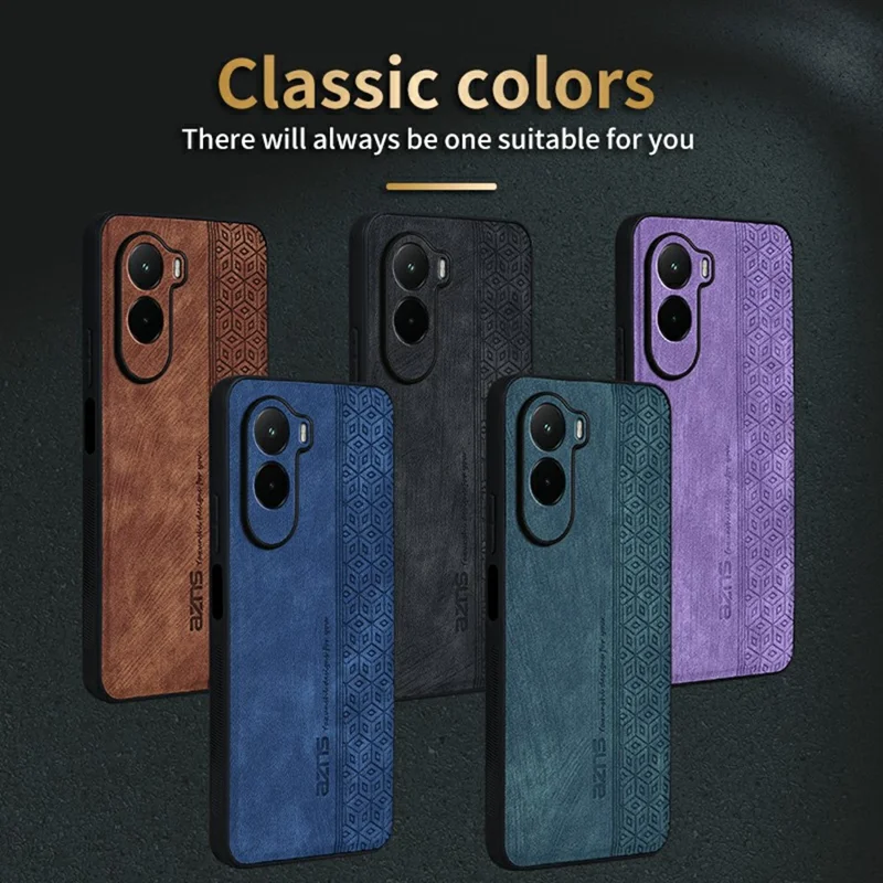 AZNS For Xiaomi Poco M7 4G (169mm) Case Protective PU Leather Covered TPU Phone Shell - Brown